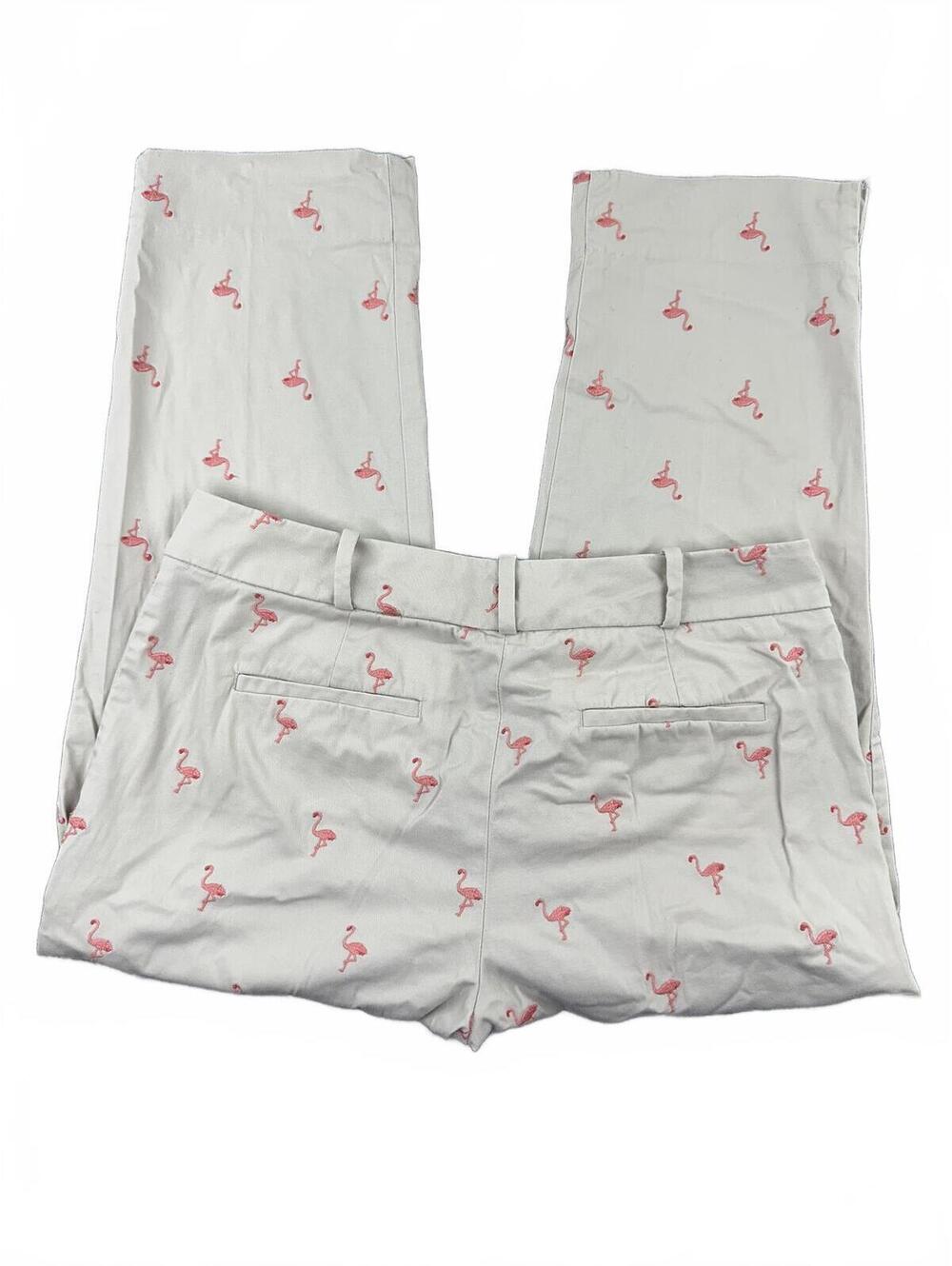 Talbots Petites Pink Flamingo Print Cotton Blend Pants